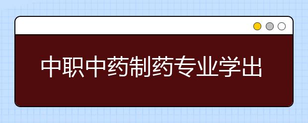 中职中药制药专业学出来有什么前途?