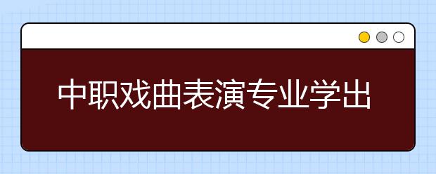 中職戲曲表演專業(yè)學出來有什么前途?