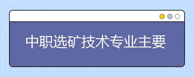 中職選礦技術(shù)專業(yè)主要學什么?