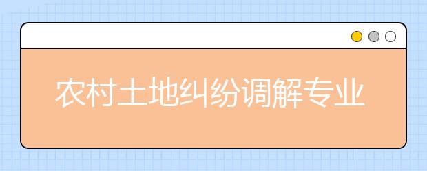 农村土地纠纷调解专业毕业出来干什么？