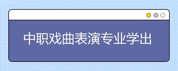 中职戏曲表演专业学出来有什么前途?