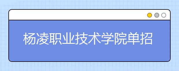 杨凌职业技术学院单招2020年单独招生录取分数线