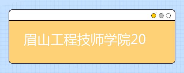 眉山工程技師學院2019招生簡章