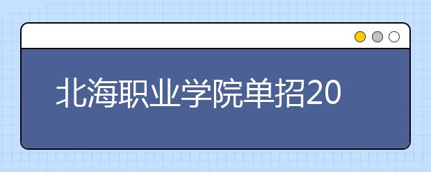 北海职业学院单招2019年单独招生简章