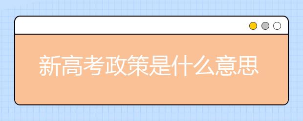 新高考政策是什么意思？