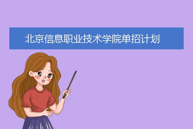 北京信息职业技术学院单招计划
