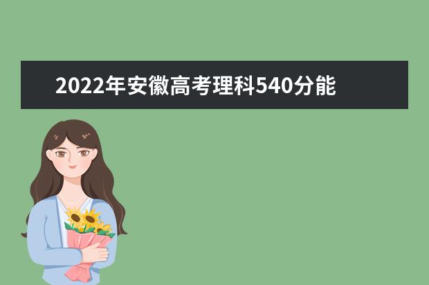 2022年安徽高考理科540分能上什么学校