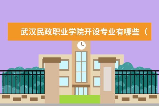 武汉民政职业学院开设专业有哪些（专业目录一览表）