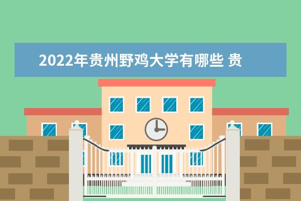 2022年贵州野鸡大学有哪些 贵州野鸡大学完整名单
