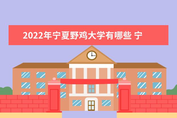 2022年宁夏野鸡大学有哪些 宁夏野鸡大学完整名单