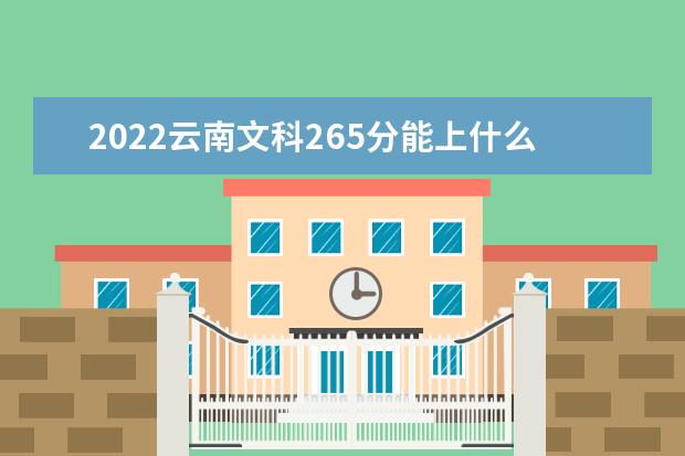 2022云南文科265分能上什么学校（好大学有哪些）