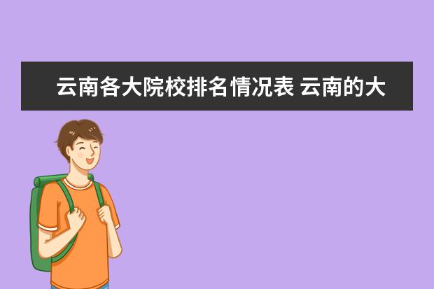 云南各大院校排名情况表 云南的大学排名