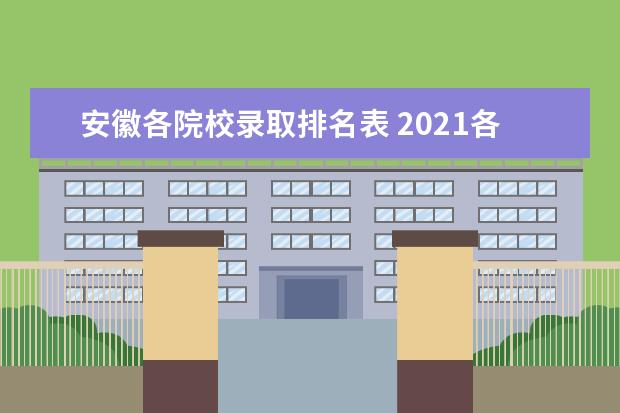安徽各院校录取排名表 2021各大院校在安徽录取分数