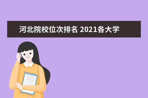 河北院校位次排名 2021各大学在河北录取位次