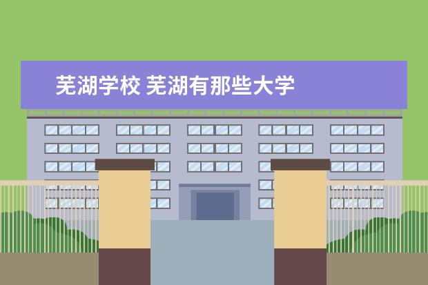 芜湖学校 芜湖有那些大学