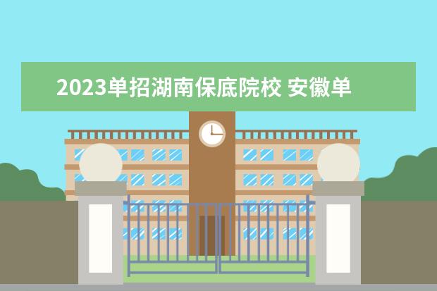 2023单招湖南保底院校 安徽单招考试选保底的学校该选哪些地区的学校? - 百...