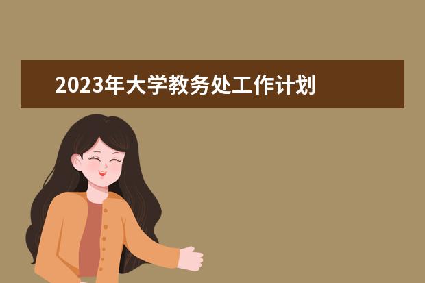 2023年大學(xué)教務(wù)處工作計劃 
  篇四：大學(xué)宣傳部2023年工作計劃范文