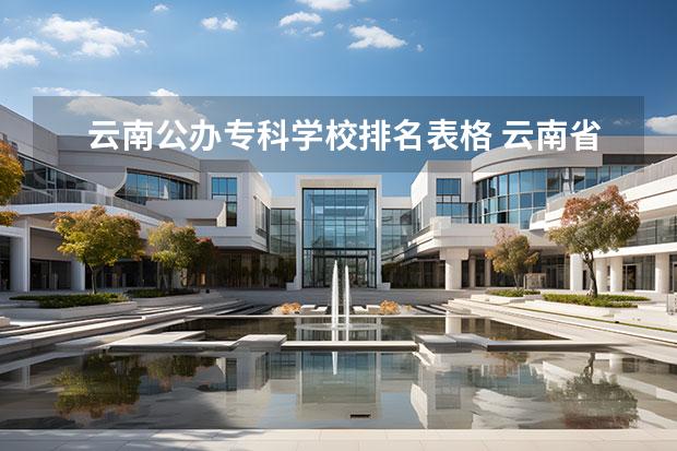 云南公办专科学校排名表格 云南省专科公办学校排名表