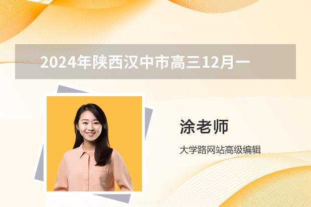 2024年陕西汉中市高三12月一模考试理科数学试题答案
