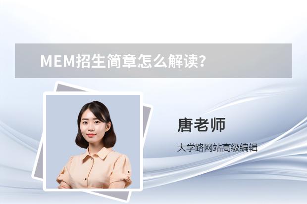 MEM招生簡章怎么解讀？